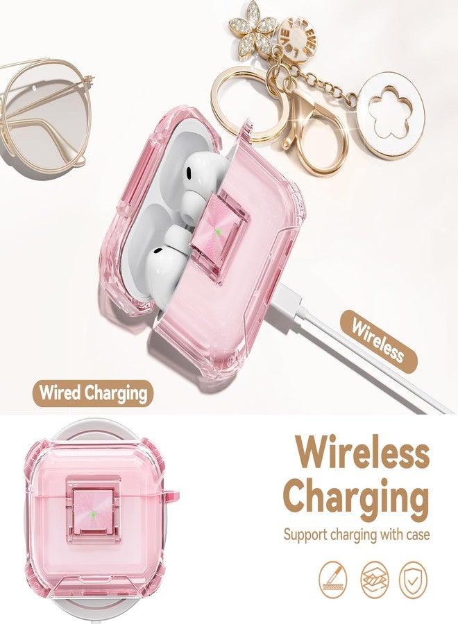 Wowwat with Safety Lock for AirPods Pro 3 Case (2025),Clear Cases for Airpods Pro 3rd Generation Case,Soft TPU iPod Pro 3 with Cute Bling Keychain and Cleaner kit for Women Girls-Clear Pink - Image 5