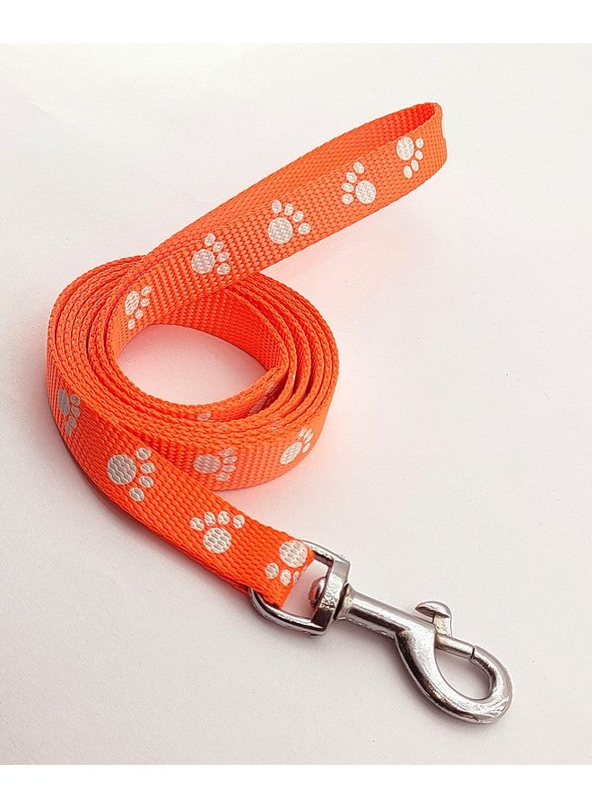 15Mm Nylon Collar And Leash Paw Printed, Adjustable Nylon Colour-Full Collar Leash Set Ideal For Puppies, Dogs And Cats (Orange Colour) - Image 3
