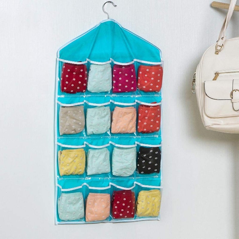 Apurk Multifunction Clear 16 Pockets Socks Shoe Toy Underwear Slippers Jewelry Sorting Storage Bag Door Wall Hanging Closet Organizer Cupboard Rack HangerMULTI COLOR PACK OF 1 - Image 2
