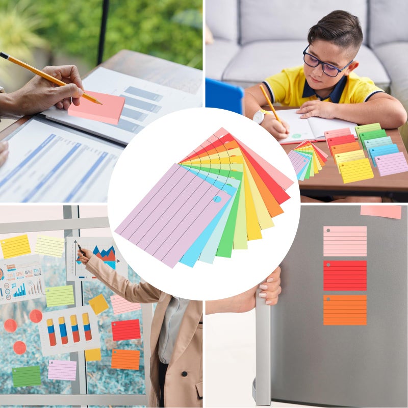 Chiluxendo 1000 Pieces A8 Cards, Vocabulary Cards, Index Cards with 10 Rings Binding, Flash Cards Cardstock, Flashcards, for School Office Home Study Notes (10 Colors) - Image 5