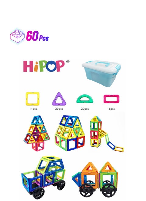 60 Pieces Magnetic Blocks Set,With Storage Box,DIY Educational Toys