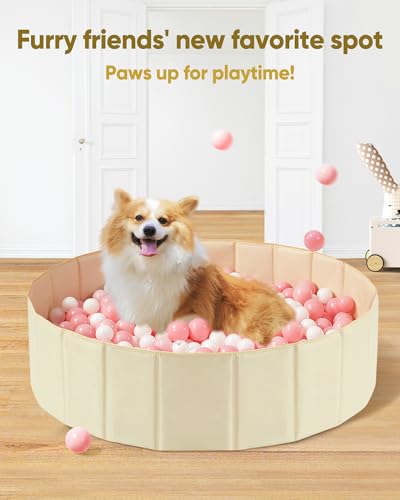 Hikiddy Baby Ball Pit Foldable 315 Inch Ball Pits for Toddlers Round Kiddie Baby Playpen Ball Pool Idea Gift for BabiesBalls NOT IncludedLight Beige - Image 5
