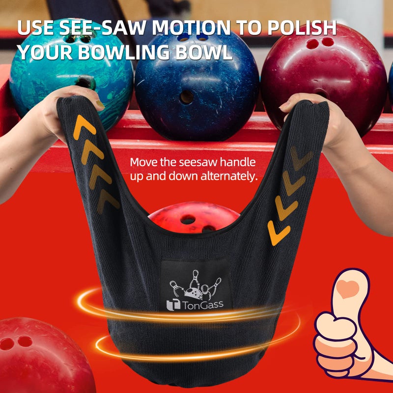 TonGass (3-Pack Giant Microfiber Bowling Ball Seesaw Towel, Machine Washable Microfiber Bowling Ball Shammy See-Saw Towel, Ultra Absorbent, Cleans, Polishes and Protects Balls - Image 4