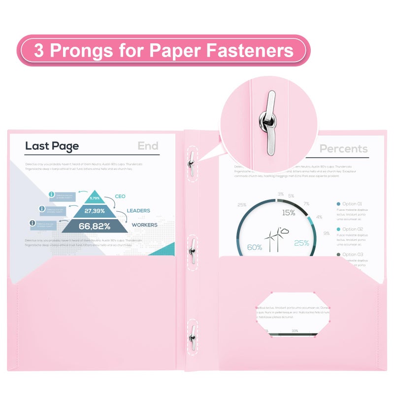 SUIN Plastic Project-Folders with 2 Pockets & 3 Prong, Bulk Pack Project File-Folder for US Letter Size Papers, Ideal for School & Office, Assorted Pastel Colors (Assorted Colors - 12 Packs) - Image 4