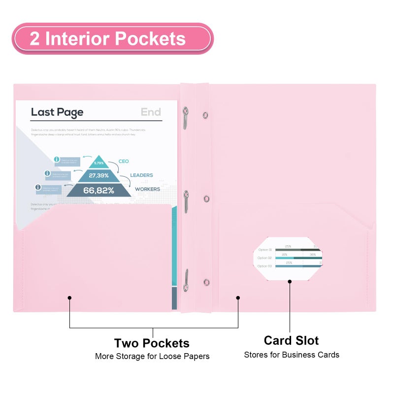 SUIN Plastic Project-Folders with 2 Pockets & 3 Prong, Bulk Pack Project File-Folder for US Letter Size Papers, Ideal for School & Office, Assorted Pastel Colors (Assorted Colors - 12 Packs) - Image 3