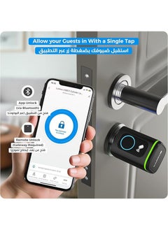 LUMIVE Lumive Smart Door Lock Support Up to 100 Fingerprints, Smart Lock with Remote App Unlocking, 2x RFID Smart Card , Black , 70mm Cylinder, Battery Included  - Image 5