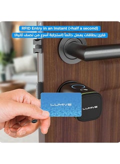 LUMIVE Lumive Smart Door Lock Support Up to 100 Fingerprints, Smart Lock with Remote App Unlocking, 2x RFID Smart Card , Black , 70mm Cylinder, Battery Included  - Image 4