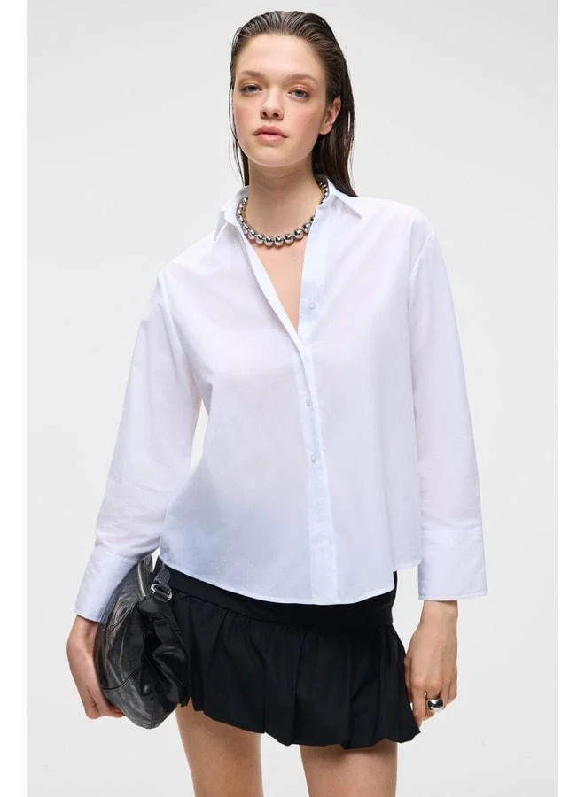 GRIMELANGE VARAZDIN Women's Oversized Long Sleeve 100% Cotton Shirt with Thin White Collar.