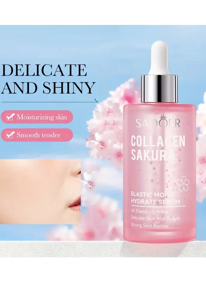 100ml Sakura Collagen Elastic Serum - Hydrates, Strengthens, and Smoothens Skin for a Delicate and Bright Complexion, Improves Dryness, and Enhances Skin Elasticity for a Youthful Glow
