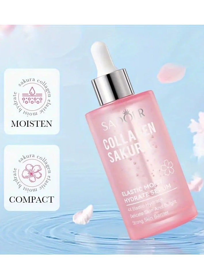 100ml Sakura Collagen Elastic Serum - Hydrates, Strengthens, and Smoothens Skin for a Delicate and Bright Complexion, Improves Dryness, and Enhances Skin Elasticity for a Youthful Glow