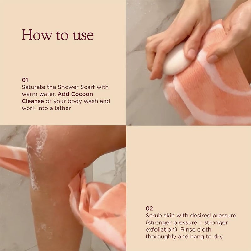 HANNI Extra-Long Shower Scarf, Japanese-Inspired Exfoliating Body Scrubber, Loofah-Like Wash Cloth for Dead Skin Removal - Image 4