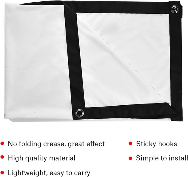 Projector Curtain,60 120 Inch Projector Screen Portable Foldable Non Crease White Projector Curtain Projection Screen 16:9 for Indoor/Outdoor Movie Theater Open air Cinema - Image 5