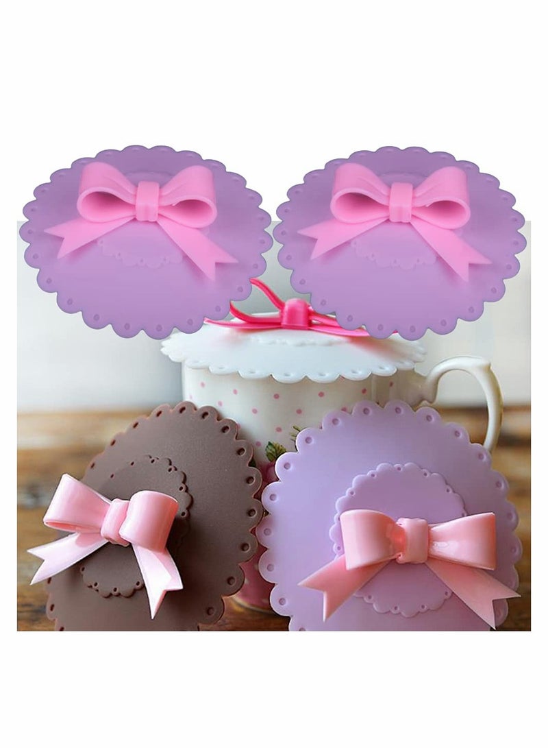 SOLARAE 2 Pieces Silicone Cup Covers Butterfly Holder Suction Cup Lid Reusable Anti-dust Cup Lids for Coffee Beer Mug Wine Glass Home Office Bar - Image 3