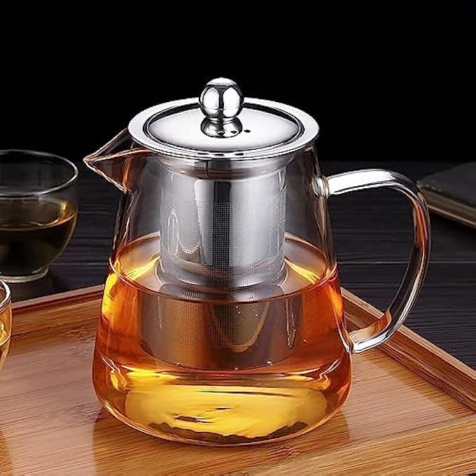 Tazweeq Mini Size Glass Teapot Tea Kettle With Stainless Steel Removable Infuser For Blooming Tea  Loose Leaf Tea Microwave  Stovetop Safe 550Ml193Oz - Image 1