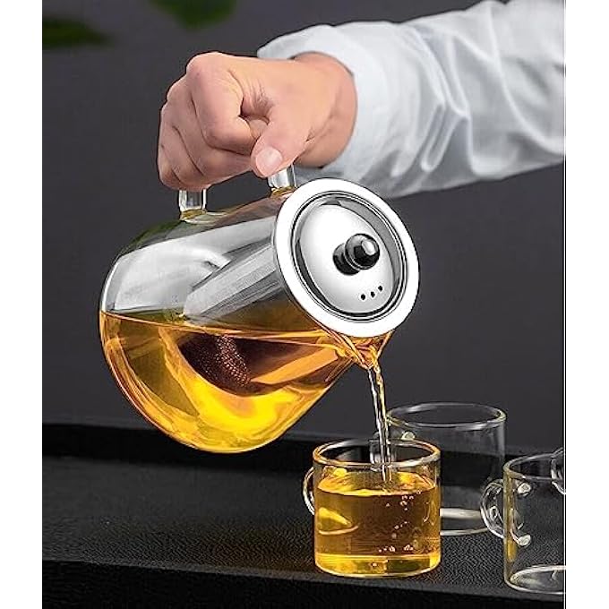 Tazweeq Mini Size Glass Teapot Tea Kettle With Stainless Steel Removable Infuser For Blooming Tea  Loose Leaf Tea Microwave  Stovetop Safe 550Ml193Oz - Image 5