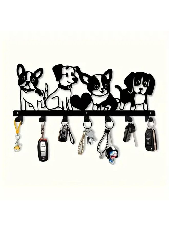 Black Funny Dog Themed Metal Wall Hooks Heavy Duty Iron No Tools Needed - Image 1