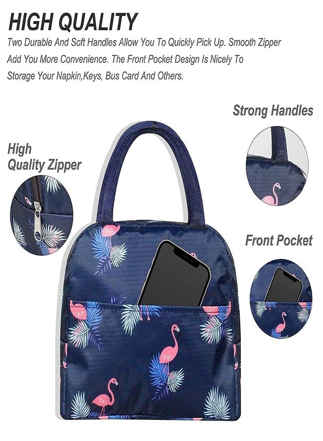 BAOER Lunch Bags for Office Women, Men, Kids Insulated Travel Box/Tiffin/Storage Bag, College & School (Blue Flamingo LB - Image 4