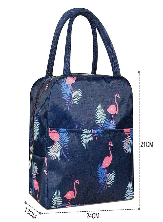 BAOER Lunch Bags for Office Women, Men, Kids Insulated Travel Box/Tiffin/Storage Bag, College & School (Blue Flamingo LB - Image 2