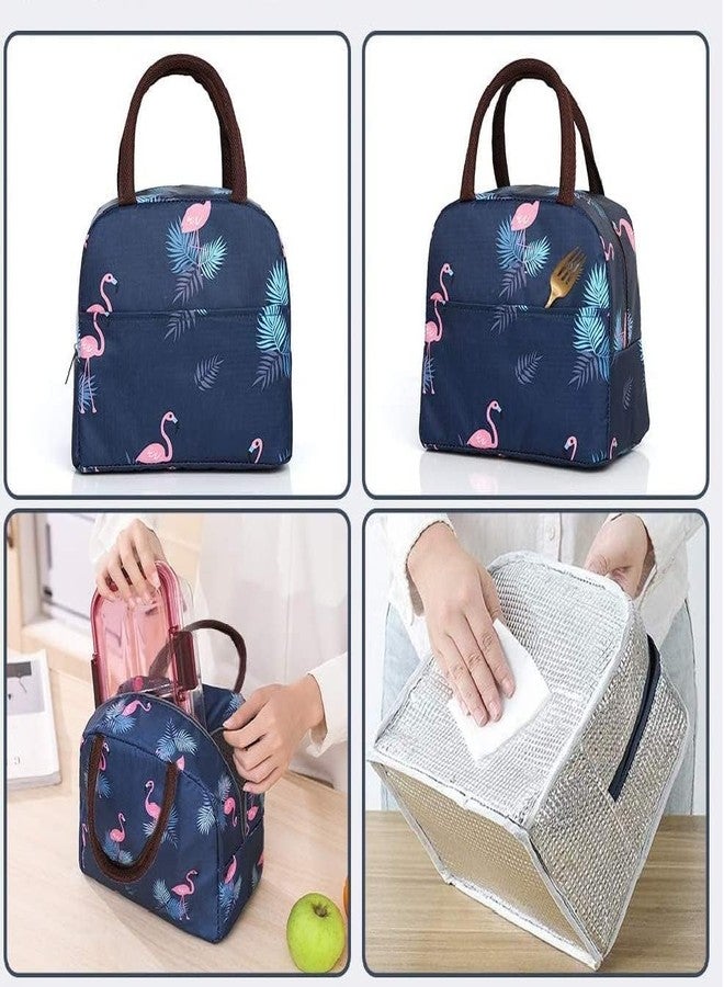 BAOER Lunch Bags for Office Women, Men, Kids Insulated Travel Box/Tiffin/Storage Bag, College & School (Blue Flamingo LB - Image 3
