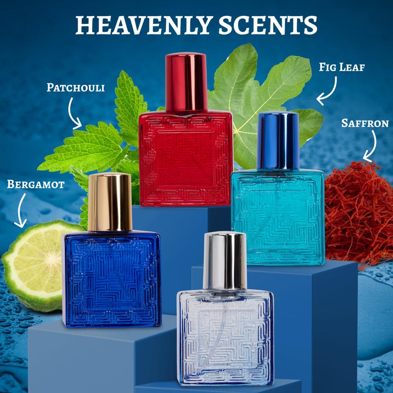NovoGlow Verse Mini 4-Piece Fragrance Gift Set for Men - Aromatic, Floral, Oriental & Woody Notes - Individually Boxed - Travel Size - 25ml Eau De Parfum - Image 2