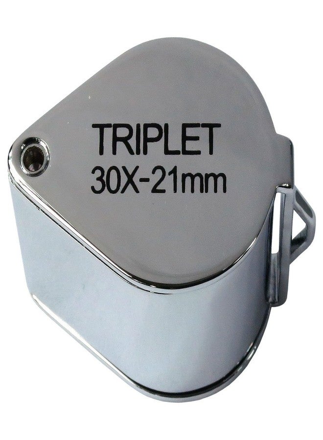 HTS 203D0 30x 21mm Chrome Triplet Jeweler's Loupe with Leather Case - Image 2