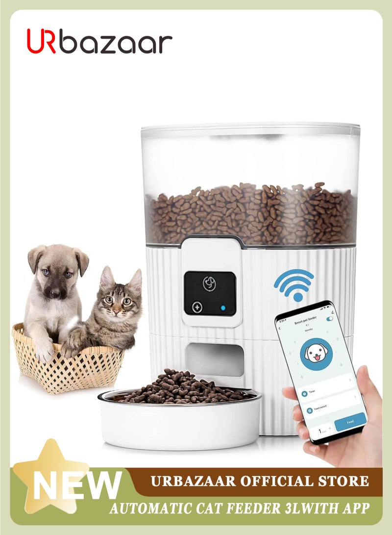 URbazaar Smart Automatic Cat Feeders with APP WiFi Cat Automatic Feeder for Cats & Dogs, Smart Timed Auto Cat Food Dispenser, Portion Control- Battery and Plug-in Power Up to 10 Meals Per Day - Image 1