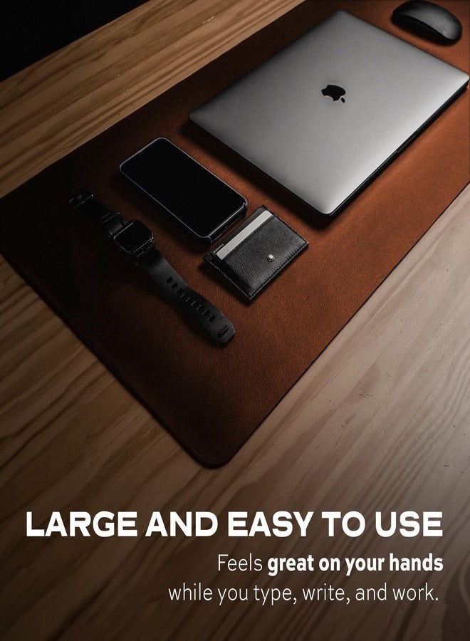 STATIK TaskPad Leather Mouse Pad for Desktop - Large Waterproof Desk Cover on Top of Desks, Big Gaming Surface Area 35.4" x 16.5" - Double-Sided XL Keyboard Mat (Brown, Grey) - Image 5