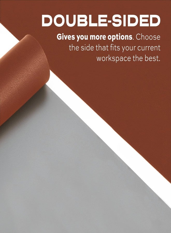 STATIK TaskPad Leather Mouse Pad for Desktop - Large Waterproof Desk Cover on Top of Desks, Big Gaming Surface Area 35.4" x 16.5" - Double-Sided XL Keyboard Mat (Brown, Grey) - Image 2