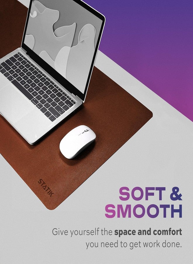 STATIK TaskPad Leather Mouse Pad for Desktop - Large Waterproof Desk Cover on Top of Desks, Big Gaming Surface Area 35.4" x 16.5" - Double-Sided XL Keyboard Mat (Brown, Grey) - Image 4