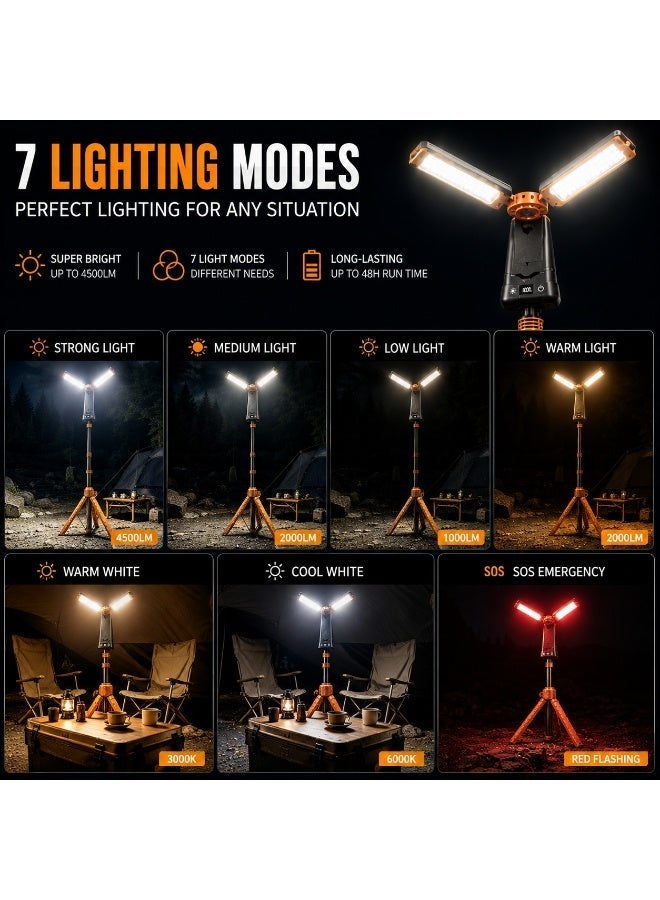 توبيز مصباح التخييم LED من توبي مع حامل ثلاثي القوائم تلسكوبي قابل للتعديل، فانوس خارجي للتخييم، الخيمة، الحديقة، الفناء، الصيد، المشي لمسافات طويلة، إضاءة الطوارئ وإصلاح السيارات - Image 5