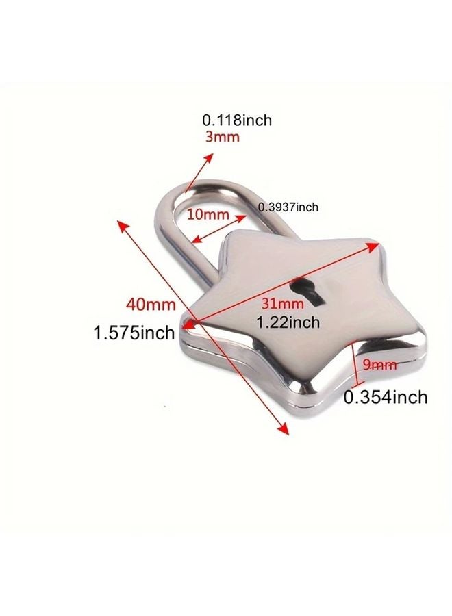 Charming Star Shaped Metal Padlock With Keys Zinc Alloy In Golden And Silvery Colors - Image 5
