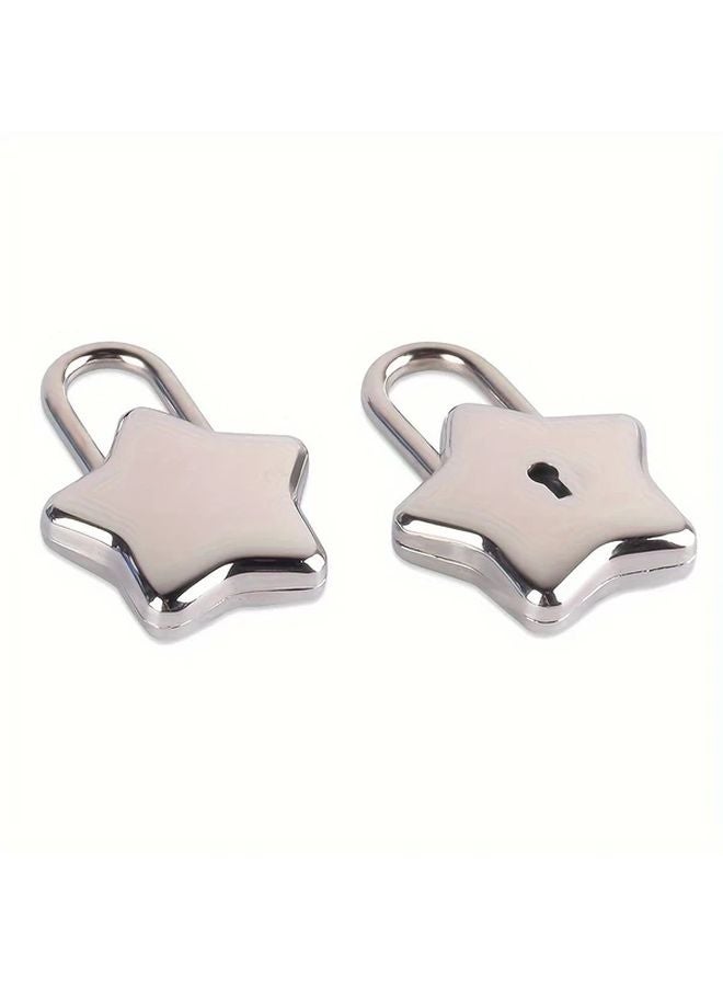 Charming Star Shaped Metal Padlock With Keys Zinc Alloy In Golden And Silvery Colors - Image 4