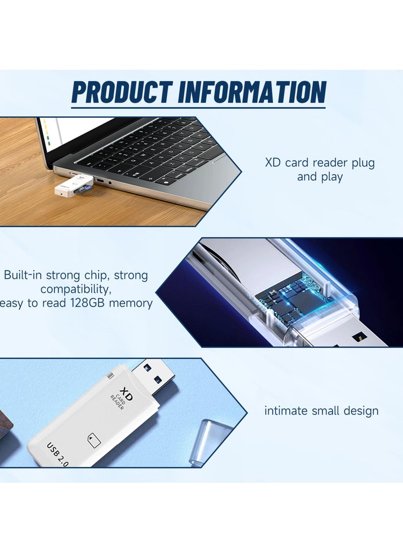 Excefore - High Speed xD Memory Card Reader Supports Olympus and Fuji XD Picture Card, Portable Compact Flash Card Reader Plug & Play Quick Card Reading (White) - Image 1