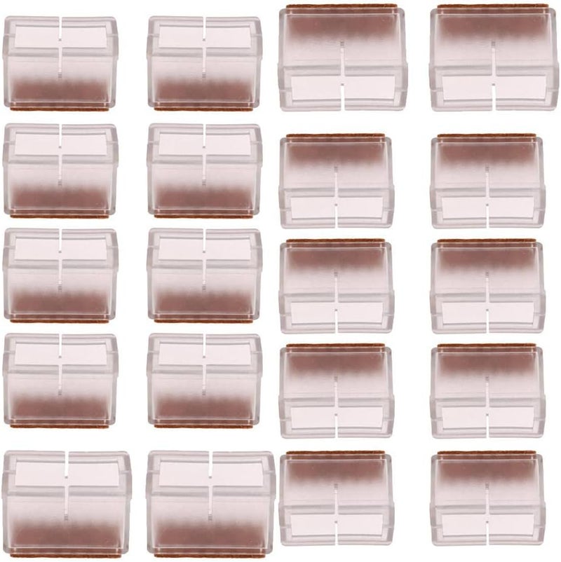 klarako 20 Pieces Rectangle Chair Leg Caps Furniture Feet Protectors Clear Silicone Floor Protectors Fit Length 34klarako42mm,Width 16klarako21mm - Image 1