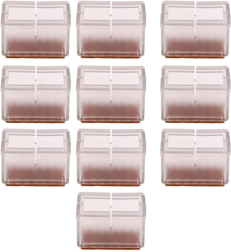 klarako 20 Pieces Rectangle Chair Leg Caps Furniture Feet Protectors Clear Silicone Floor Protectors Fit Length 34klarako42mm,Width 16klarako21mm - Image 3