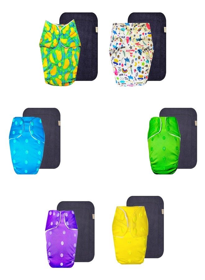 حفاضات دمبلدو القماشية الممتازة مع حشوة رمادية (عبوة من 6 قطع) | ملائمة تمامًا | تسمح بمرور الهواء | أزرار كبس قابلة للتعديل | مصممة من قبل الأمهات | من 3 أشهر إلى 3 سنوات | للجنسين - Image 1