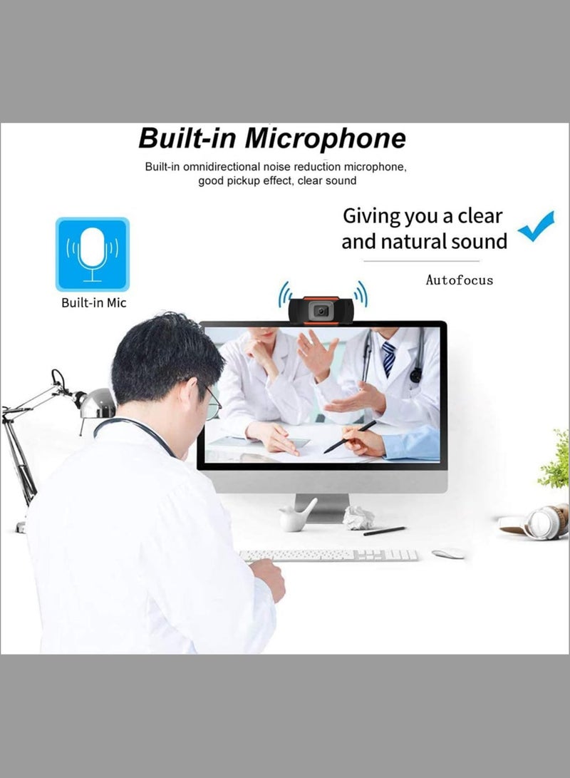 كاميرا ويب عالية الدقة 720P بتركيز تلقائي مع ميكروفون، مثالية للكمبيوتر واللاب توب، مكالمات الفيديو والمؤتمرات، متعددة الألوان - Image 5