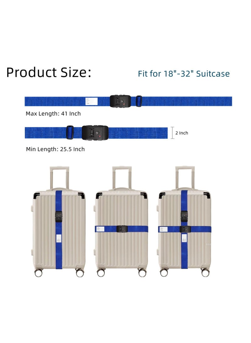 Bukela Luggage Straps, Adjustable Luggage Straps with TSA Approved Combination Lock, Suitcase Belts for Travel, Packing Straps Travel Belts Accessories for Business Traveling Packing, 78 x 2 inch(Blue) - Image 3