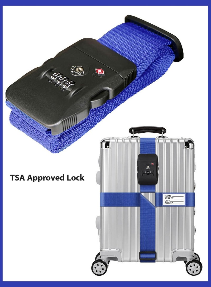 Bukela Luggage Straps, Adjustable Luggage Straps with TSA Approved Combination Lock, Suitcase Belts for Travel, Packing Straps Travel Belts Accessories for Business Traveling Packing, 78 x 2 inch(Blue) - Image 1