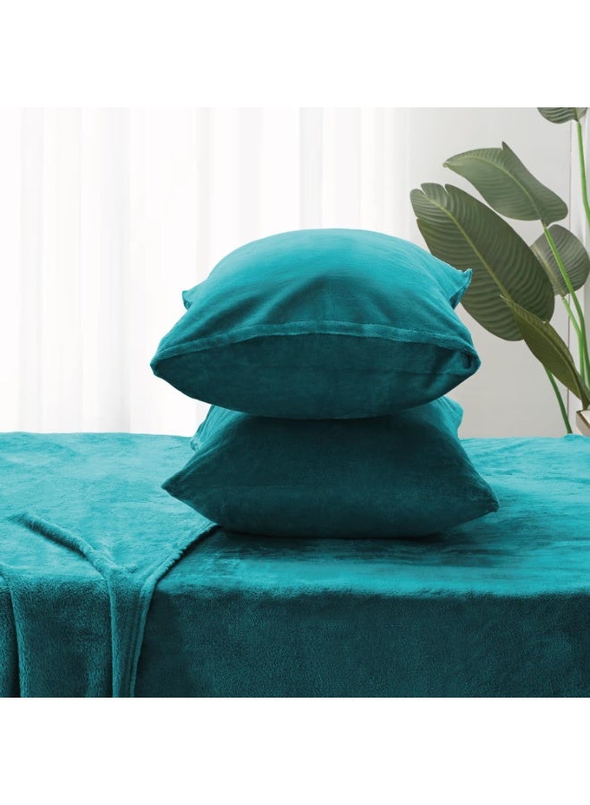 BEDELITE Flannel Sheets Twin Size Teal - Super Soft Fleece Sheets Set Fluffy Extra Plush, 3 Piece(Include Fitted Sheet, Flat Sheet, 1 Pillowcase) - Image 4