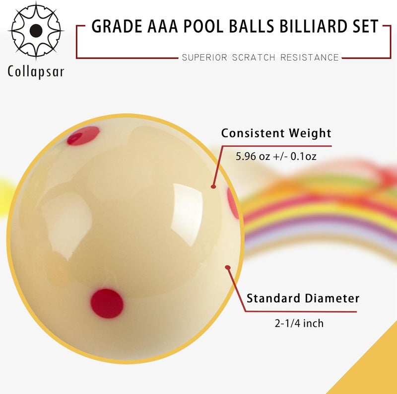Collapsar Deluxe 2-1/4" Billiard Pool Balls Marble-Swirl Style Billiards Ball Complete 16 Ball Set (Several Style Available) - Image 3