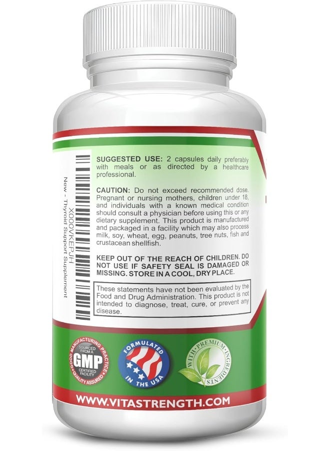 VitaStrength Thyroid Support for Weight Loss & Improve Energy with Bladderwrack, Kelp, B12 & More