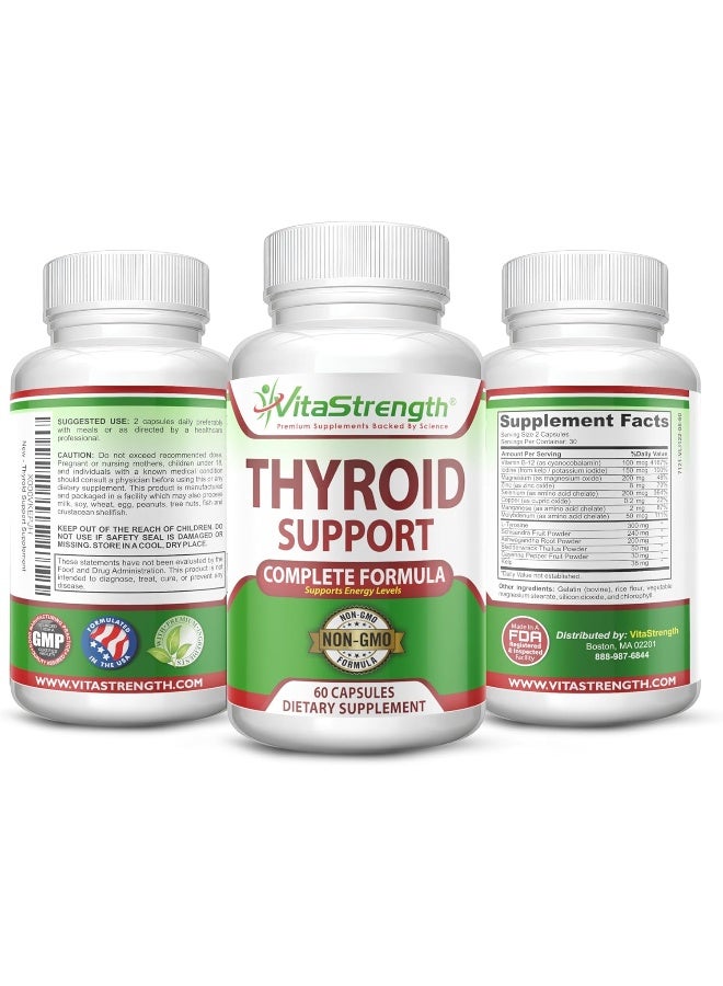 VitaStrength Thyroid Support for Weight Loss & Improve Energy with Bladderwrack, Kelp, B12 & More