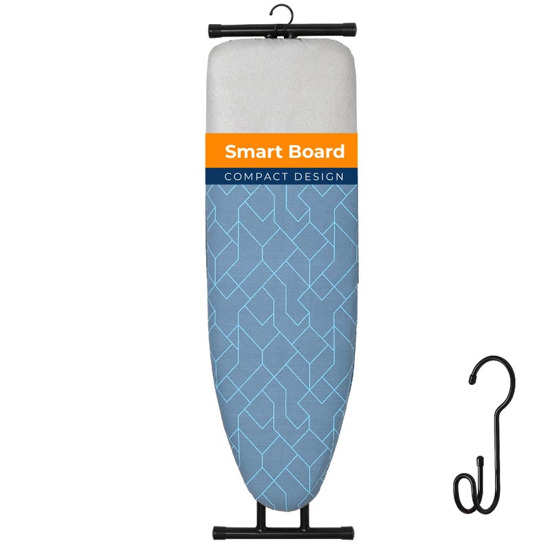 happhom Ironing Board, Compact and Space Saver Foldable Iron Board, Safety Ironing with Park Zone and 3 Layers Extra Thick Cover, Adjustable Height, Easy Storage with Smart Hanger and Lightweight Design - Image 1