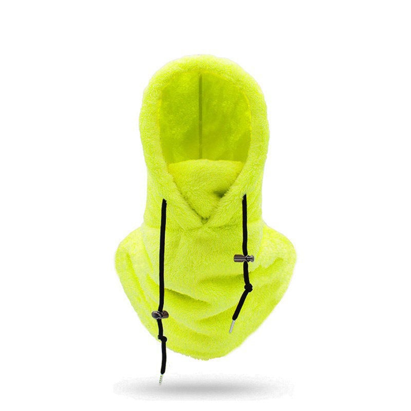 Winter windproof and warm mask, unisex fleece-lined ski mask, including facial warm cover, hat, scarf function, green - Image 1