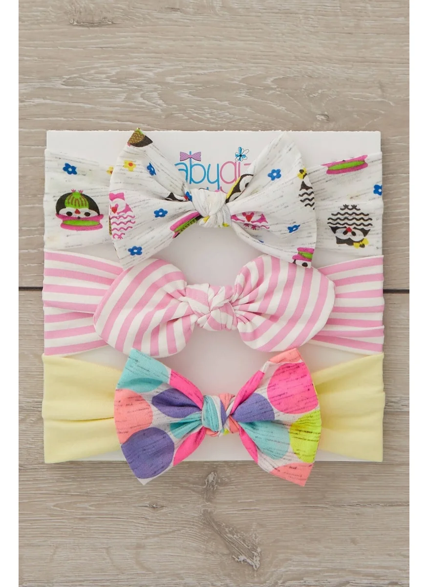 بيبيجيز Handmade Soft Bow Tie Natural 100% Cotton Combed Cotton 3-Piece Baby Kids Girls Bandana Set