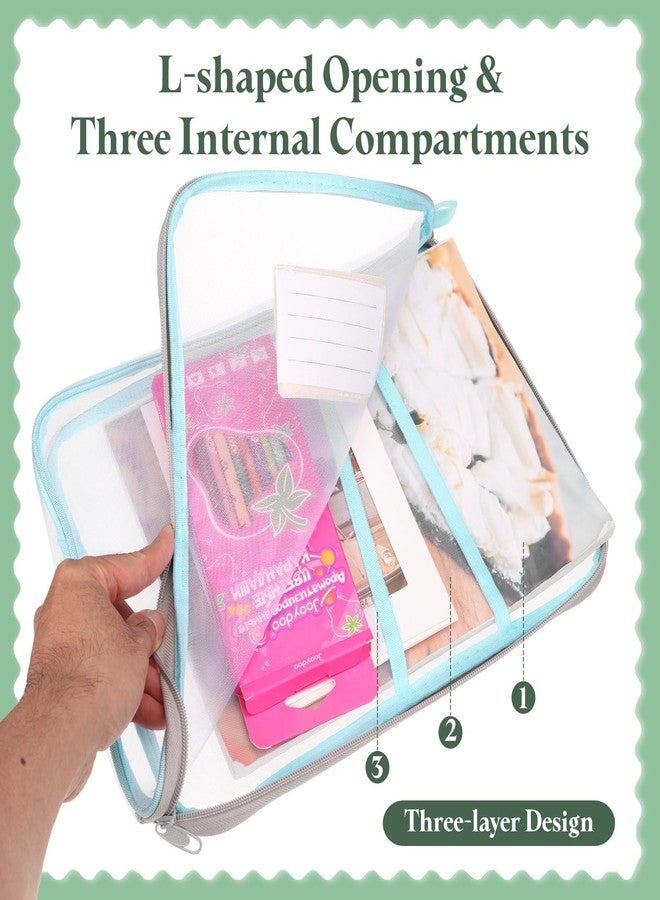 DOOMSDAY حقيبة ملفات شبكية بسحاب A4 من دومزداي | حقيبة تنظيم مستندات ثلاثية الطبقات | حافظة ملفات مقاومة للحريق والماء | حقيبة تخزين شفافة بفتحة رأسية للمكتب والمدرسة والسفر - Image 3