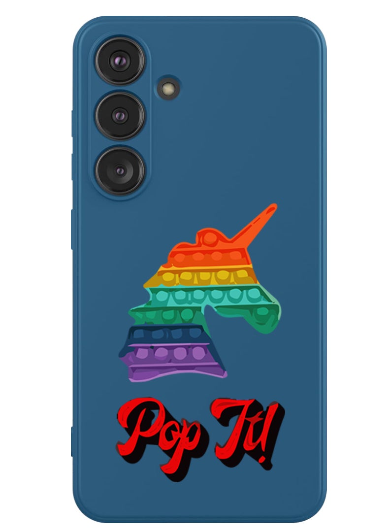 Theodor Protective Slim Fit Case Liquid Silicone Cover with Full Body Protection Anti-Scratch Shockproof Case For Samsung Galaxy S24 Plus (Blue) - Pop It Unicorn - Image 1