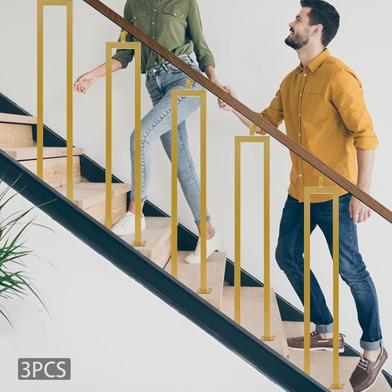 درابزين الدرج الذهبي 36 بوصة قابل للتعديل لوحة علوية قابلة للدوران فولاذ الكربون درابزين داخلي - Image 5