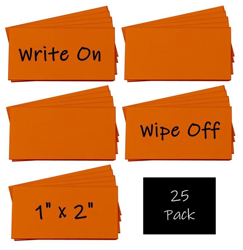 MV Magna Visual Magna Visual 1" x 2" Pre-Cut Write On Wipe Off Magnetic Strips 25 Pack (Orange) - Image 2